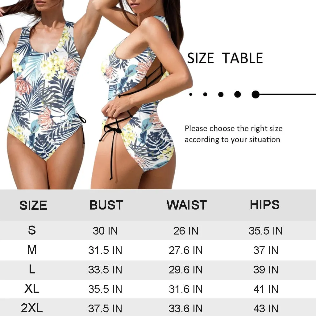 26  Colors Custom Face All Multiple Color Women's Lace Up Back Swimwear One Piece Swimsuit Personalized One Piece Bathing Suits
