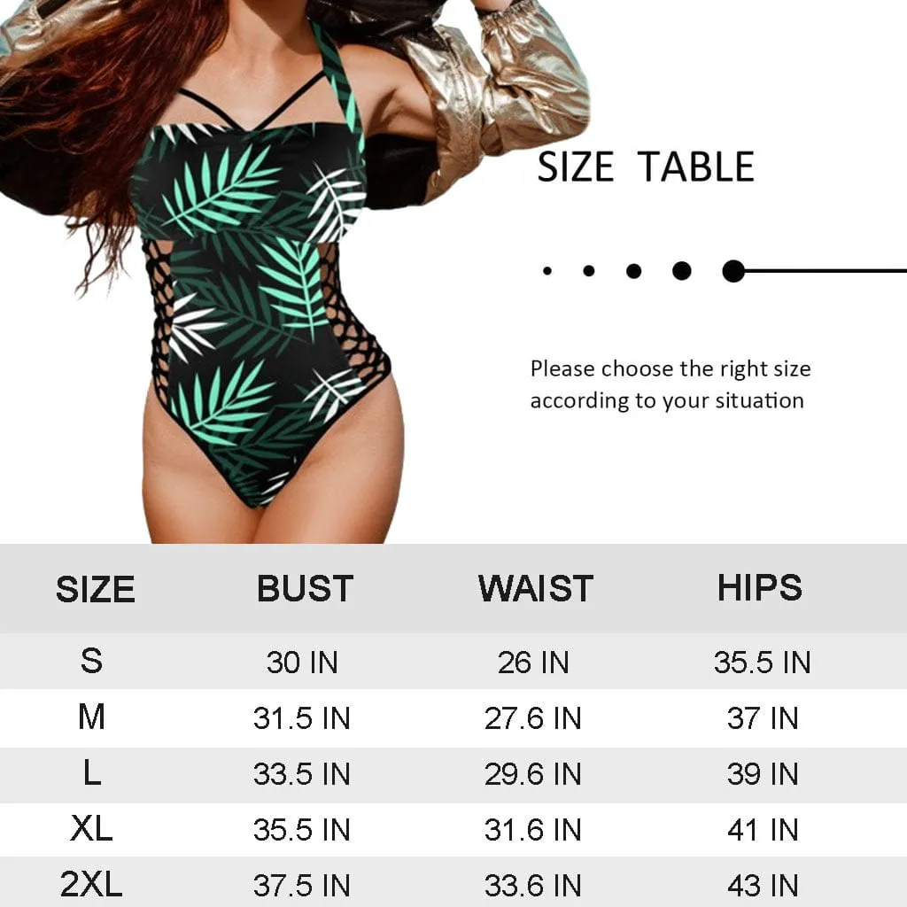 26  Colors Custom Face All Multiple Color Women's Lace Up Back Swimwear One Piece Swimsuit Personalized One Piece Bathing Suits