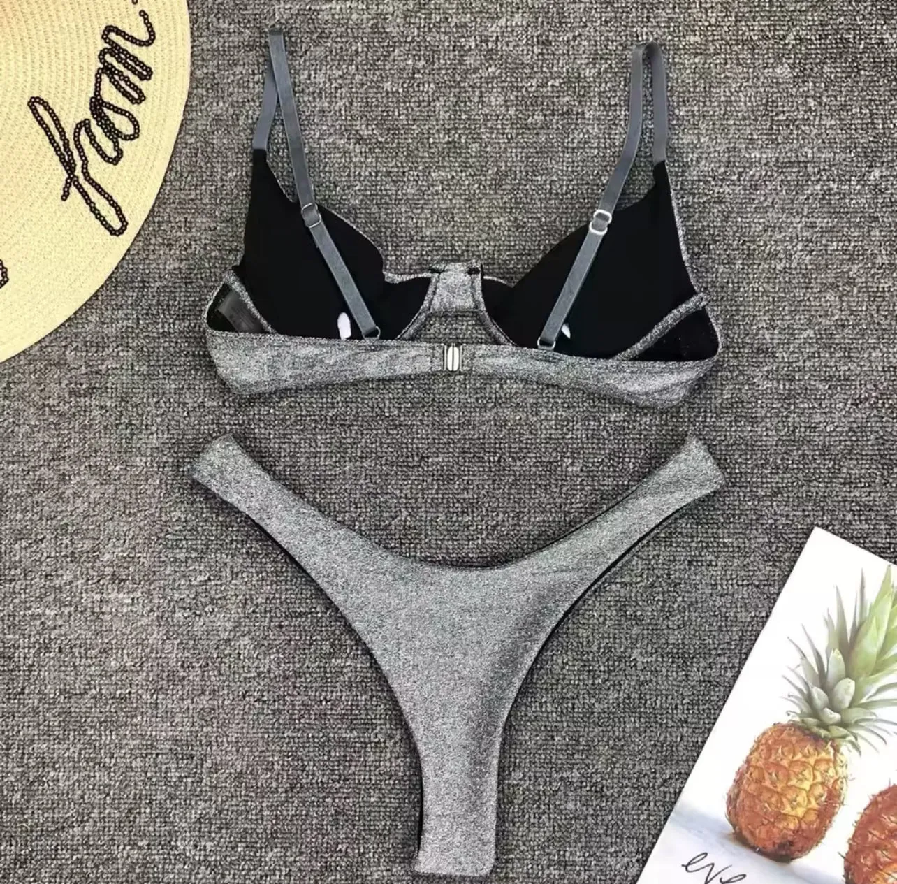 2pc Silver Glitter Bikini Set