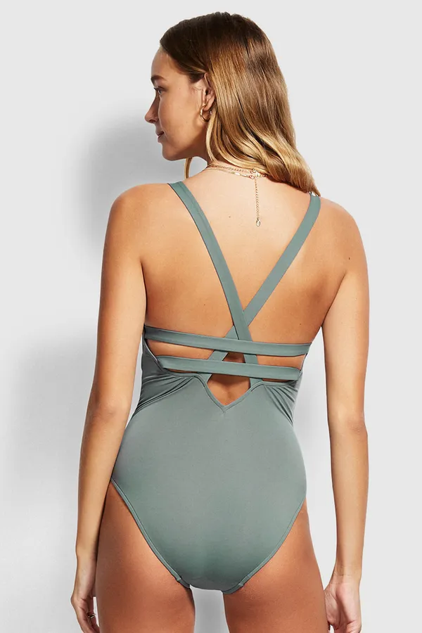 Active deep V One piece- Olive