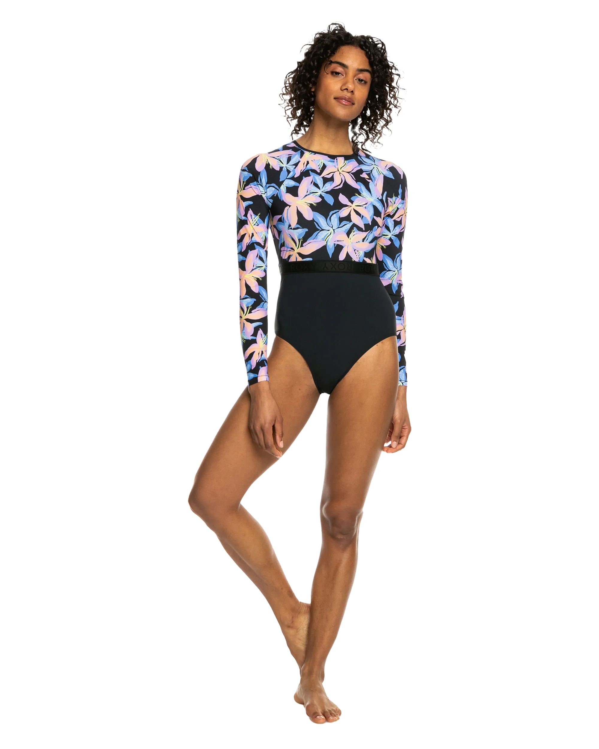 Active Long Sleeve Swimsuit in Anthracite Kiss