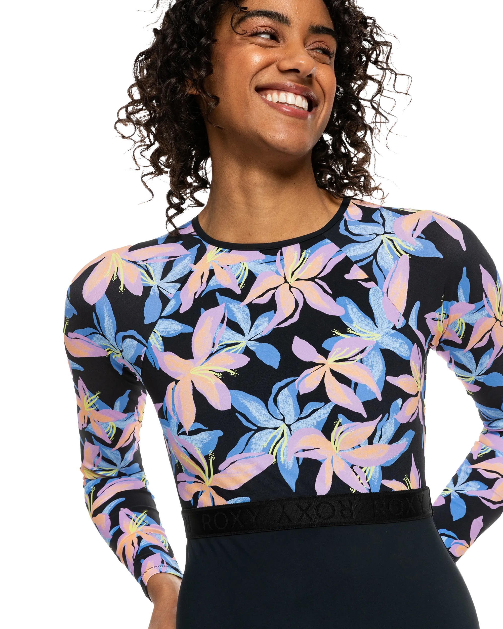 Active Long Sleeve Swimsuit in Anthracite Kiss