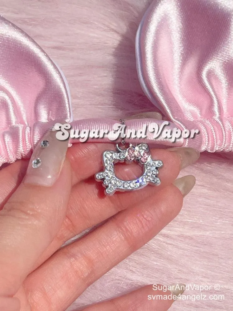 Adelia Pink Silky Bling Kitten Bikini Set