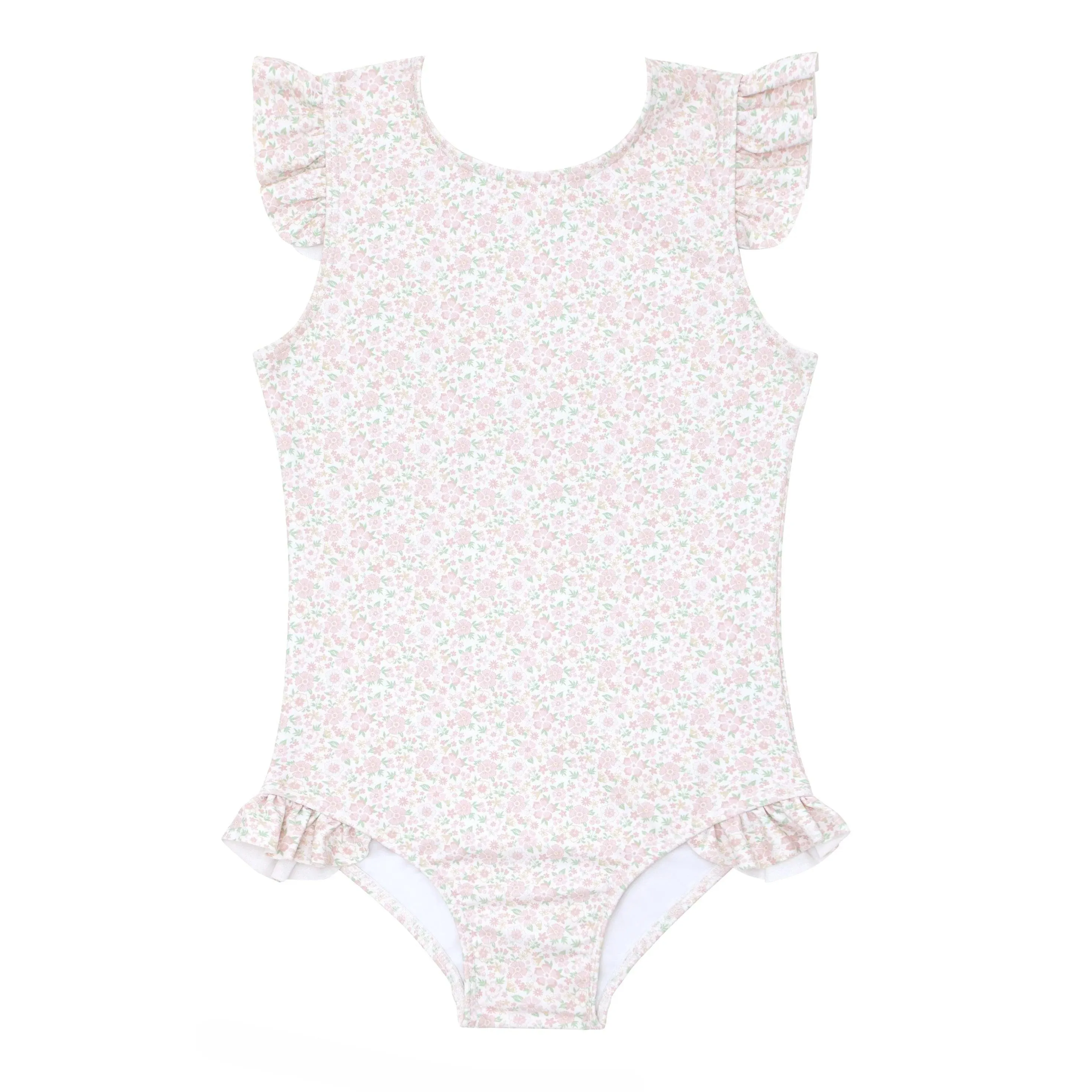 Antique Floral Ruffle Sleeve One Piece Rash Guard