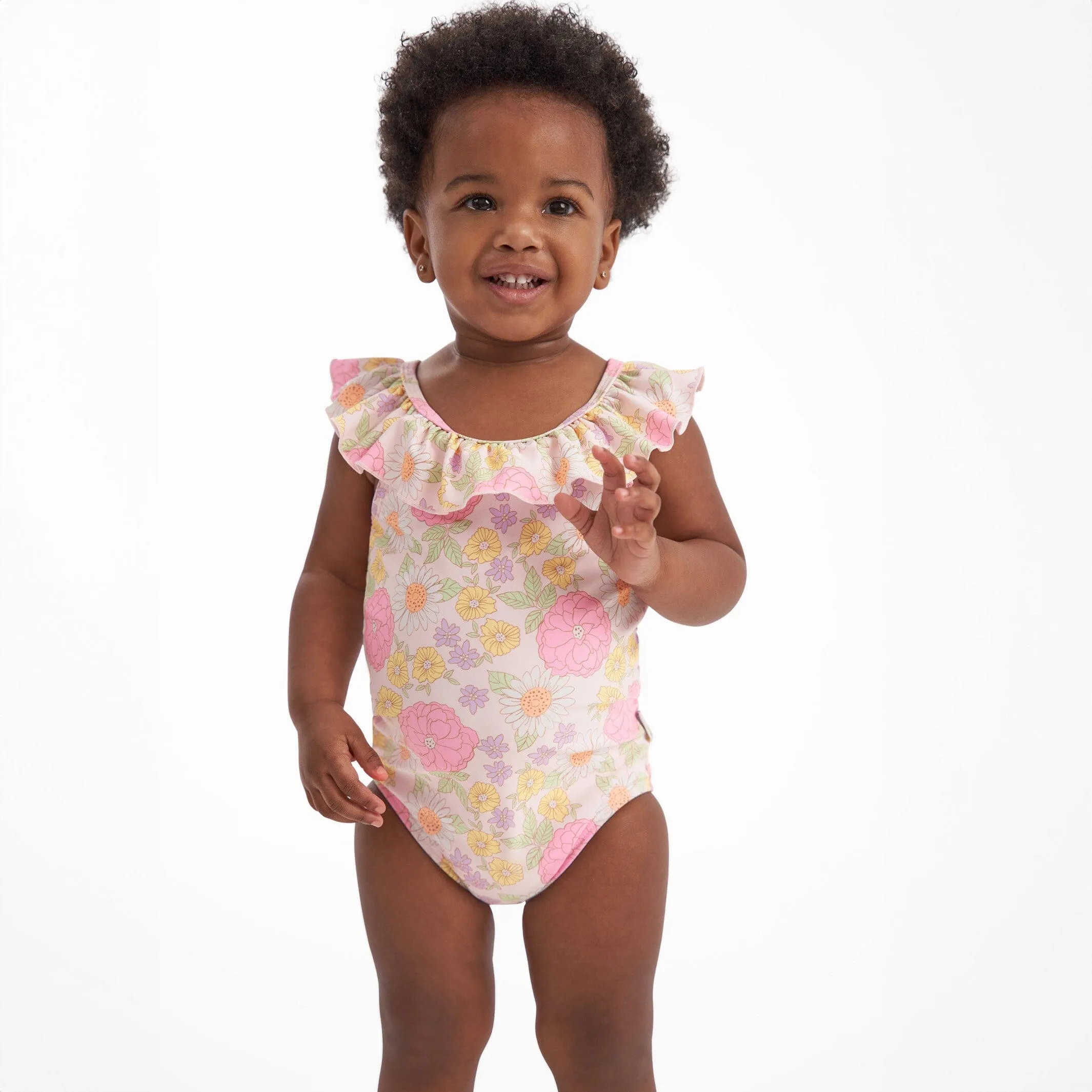 Baby Girls UPF 50  Retro Floral One-Piece Swimsuit