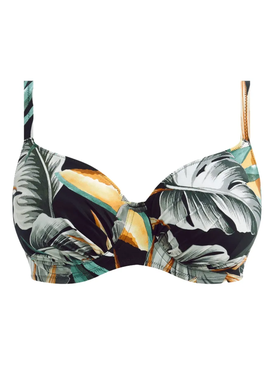 Bamboo Grove Gathered Full Cup Bikini Top - Jet