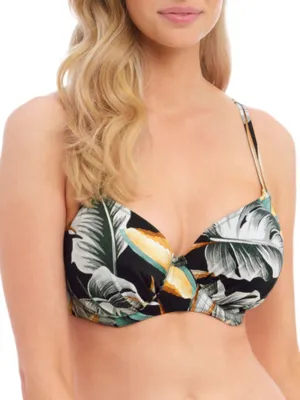 Bamboo Grove Gathered Full Cup Bikini Top - Jet