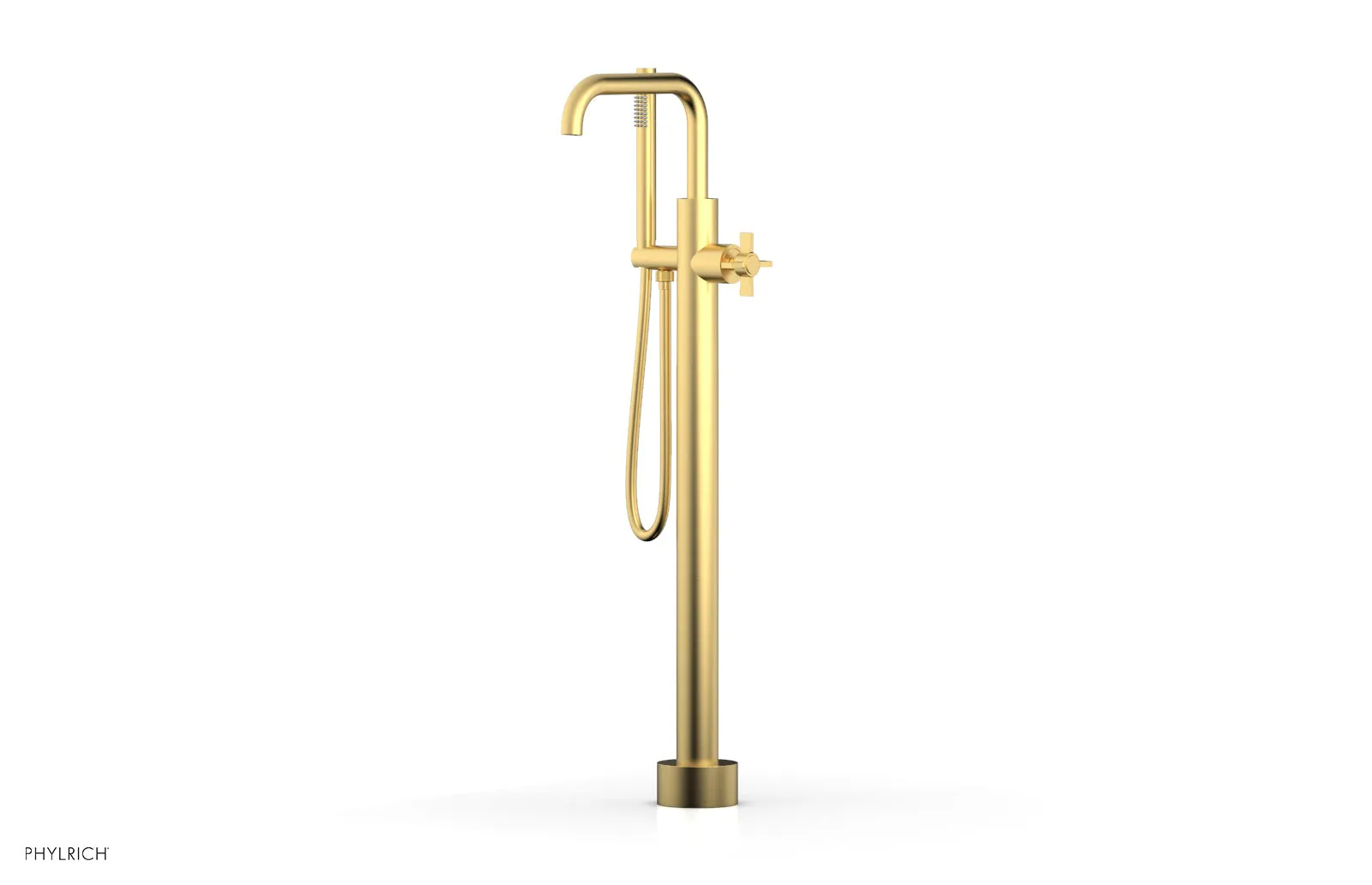 BASIC Tall Floor Mount Tub Filler - Cross Handle with Hand Shower D132-45-01