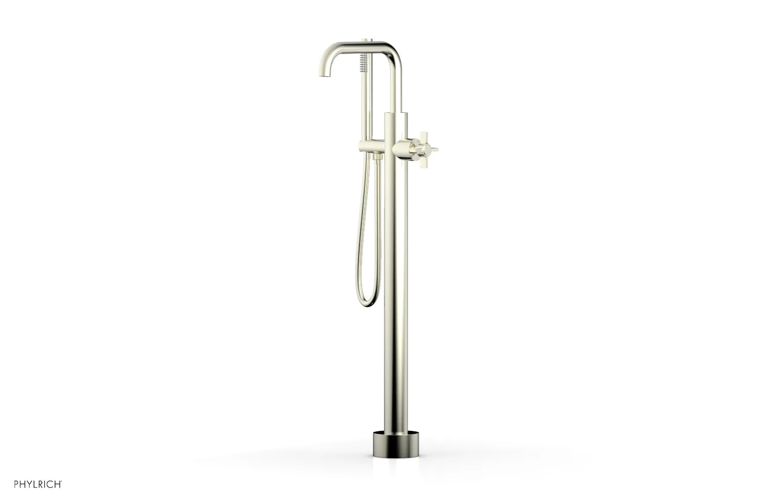 BASIC Tall Floor Mount Tub Filler - Cross Handle with Hand Shower D132-45-01