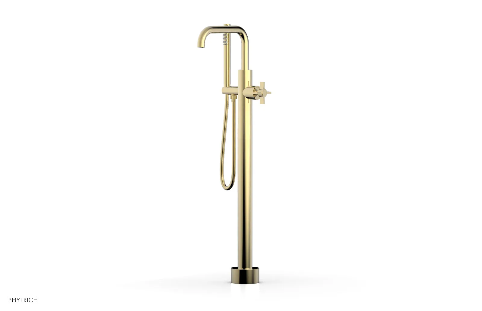 BASIC Tall Floor Mount Tub Filler - Cross Handle with Hand Shower D132-45-01