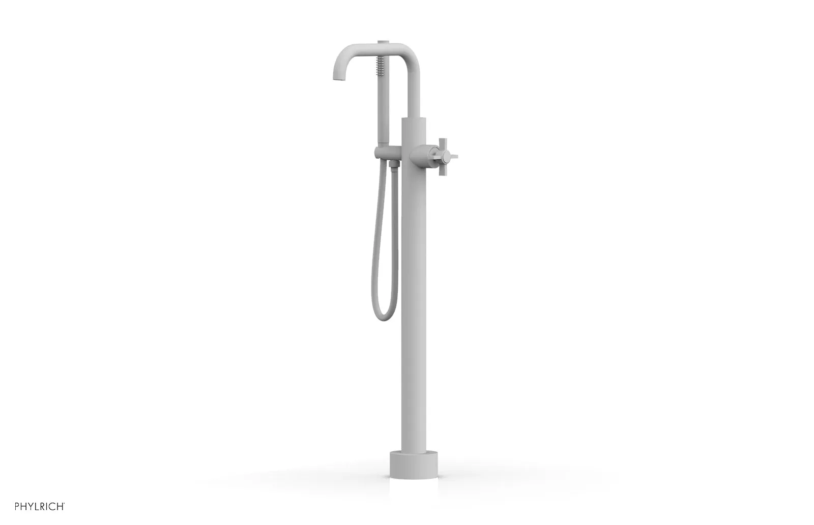 BASIC Tall Floor Mount Tub Filler - Cross Handle with Hand Shower D132-45-01