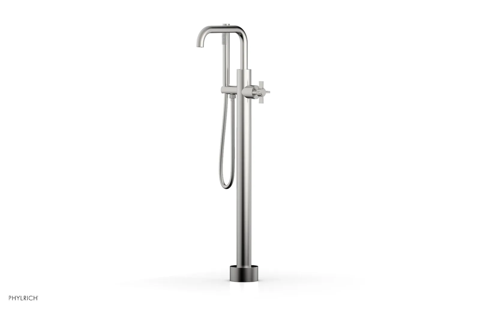 BASIC Tall Floor Mount Tub Filler - Cross Handle with Hand Shower D132-45-01
