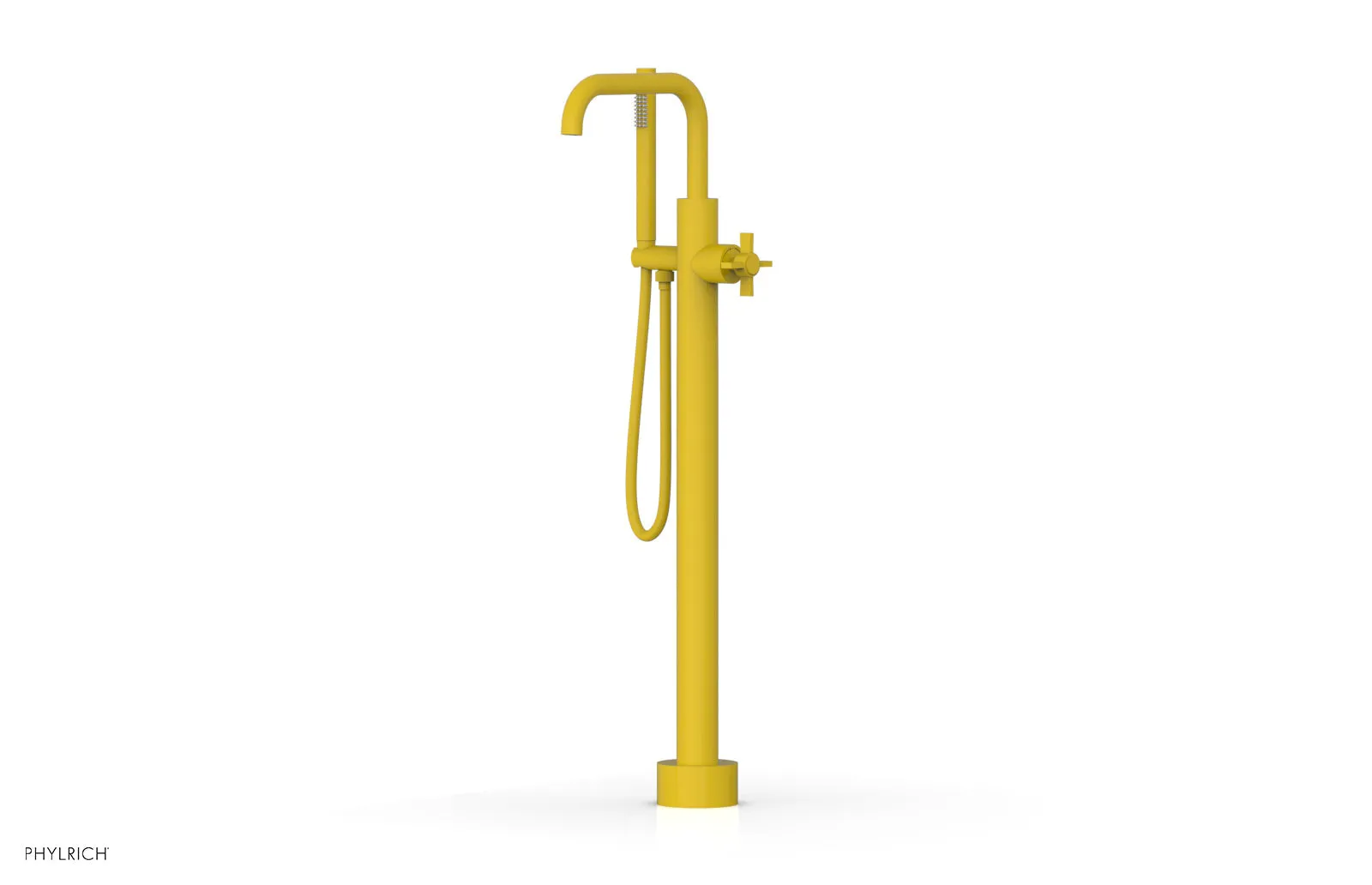 BASIC Tall Floor Mount Tub Filler - Cross Handle with Hand Shower D132-45-01