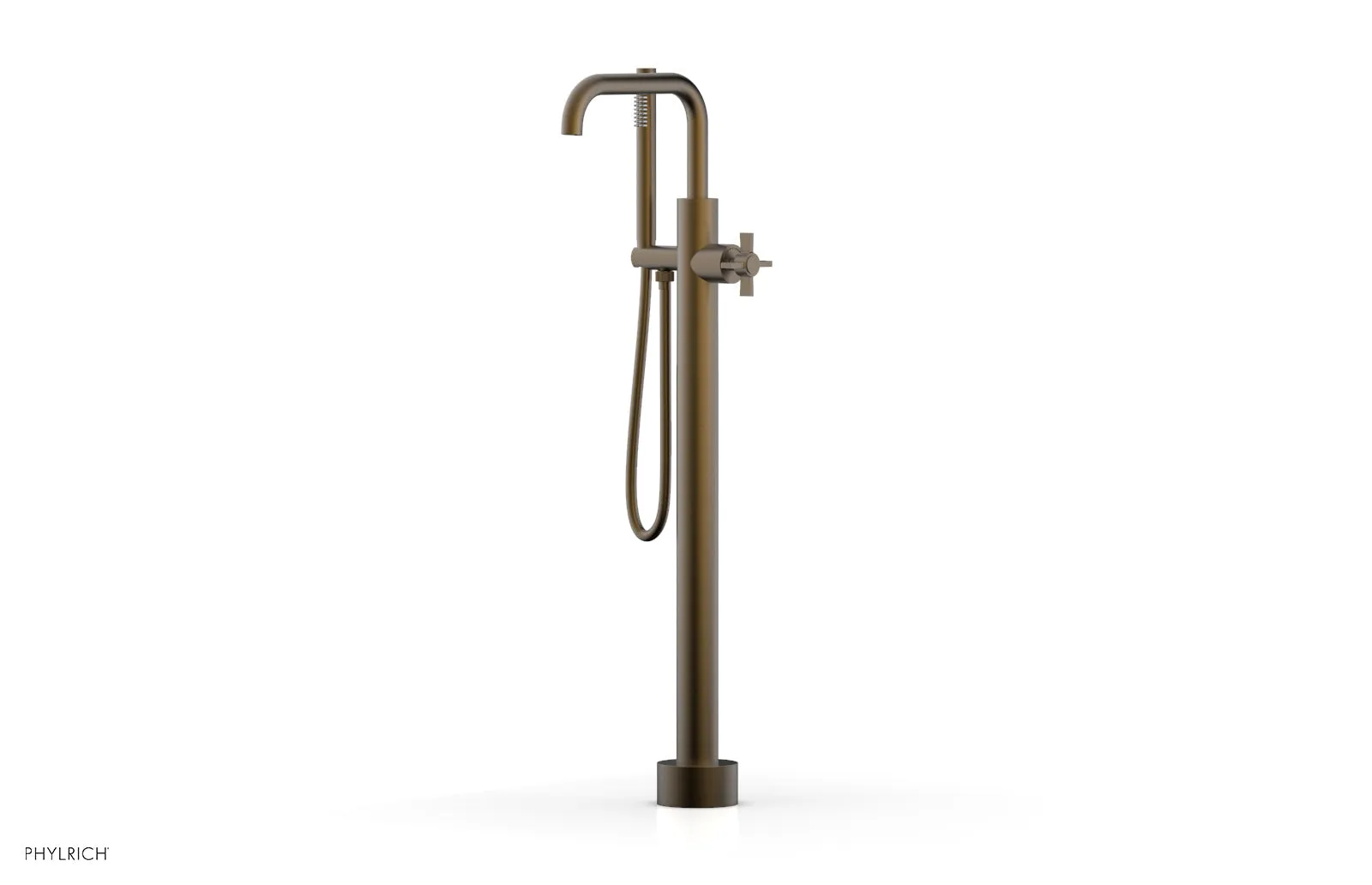 BASIC Tall Floor Mount Tub Filler - Cross Handle with Hand Shower D132-45-01