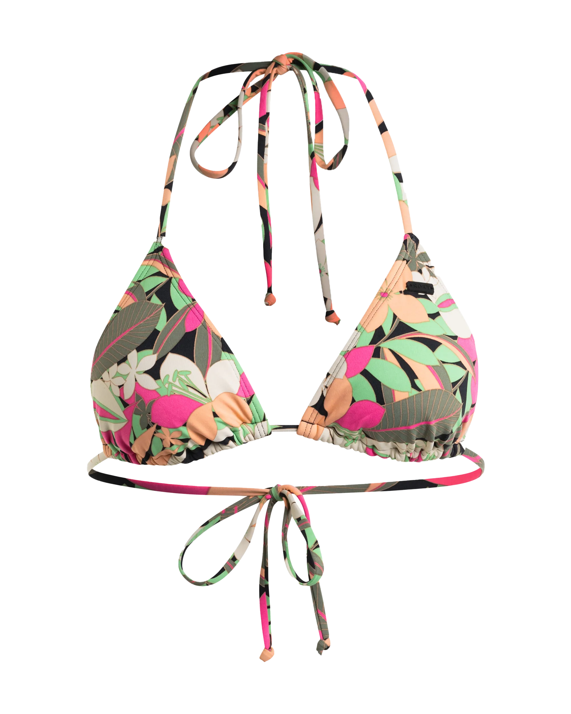 Beach Classic Tiki Triangle Bikini Top in Anthracite Palm