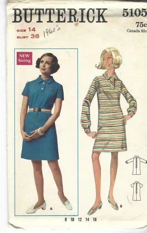 Butterick 5105 Ladies Slim Fitted One Piece Dress Vintage Sewing Pattern1960s