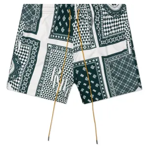 Card Print Swim Trunk - Green/White