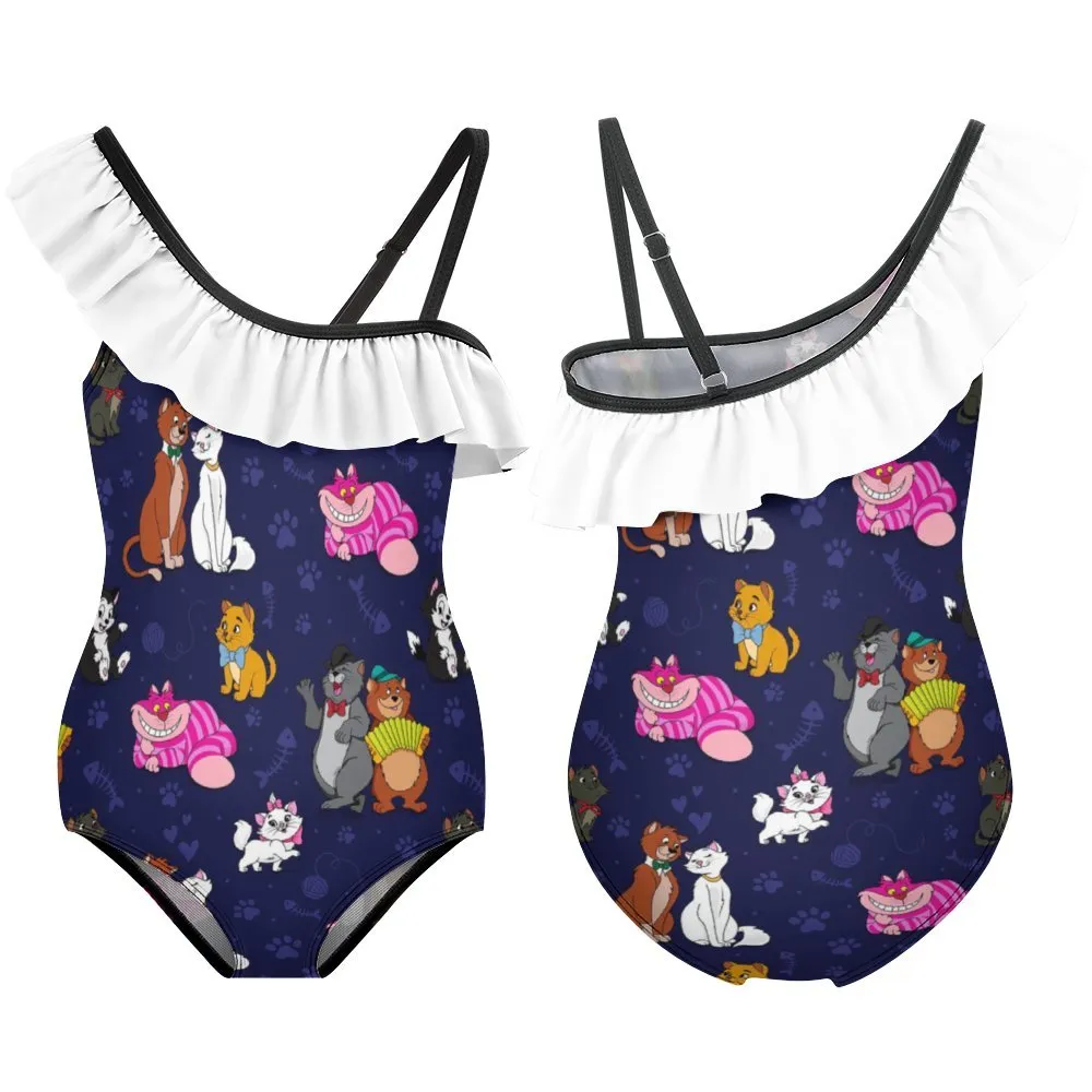 Cat Favorites Girls Flounce One-Piece Swimsuit