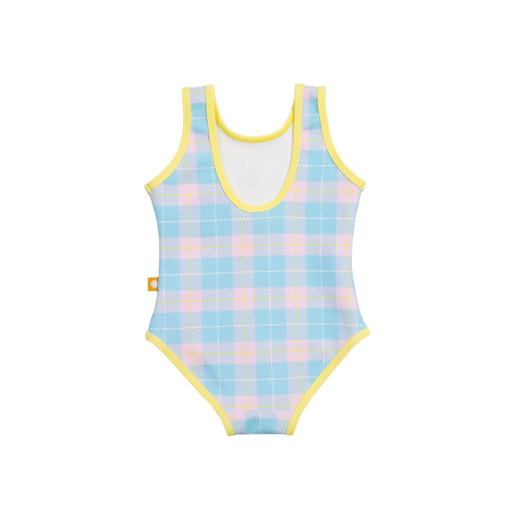 Check Scoop Back Swimsuit-Poolside