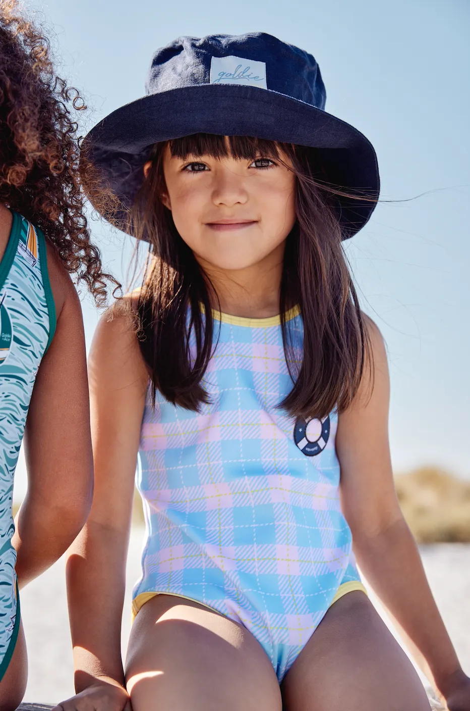 Check Scoop Back Swimsuit-Poolside