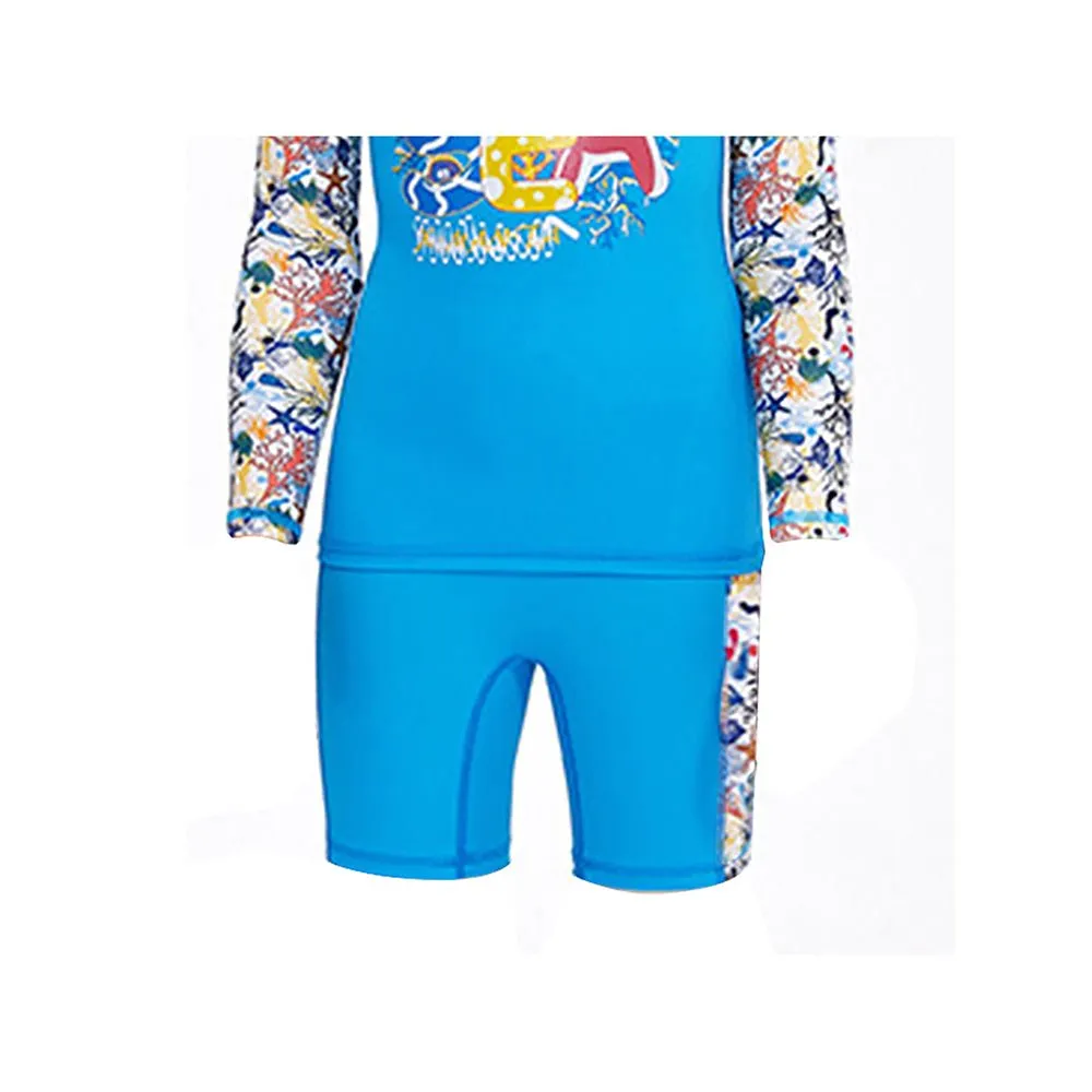 Full Sleeves Shirt & Shorts set Swimwear , Blue Fauna with UPF 50  (2 pcs set)