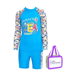 Full Sleeves Shirt & Shorts set Swimwear , Blue Fauna with UPF 50  (2 pcs set)