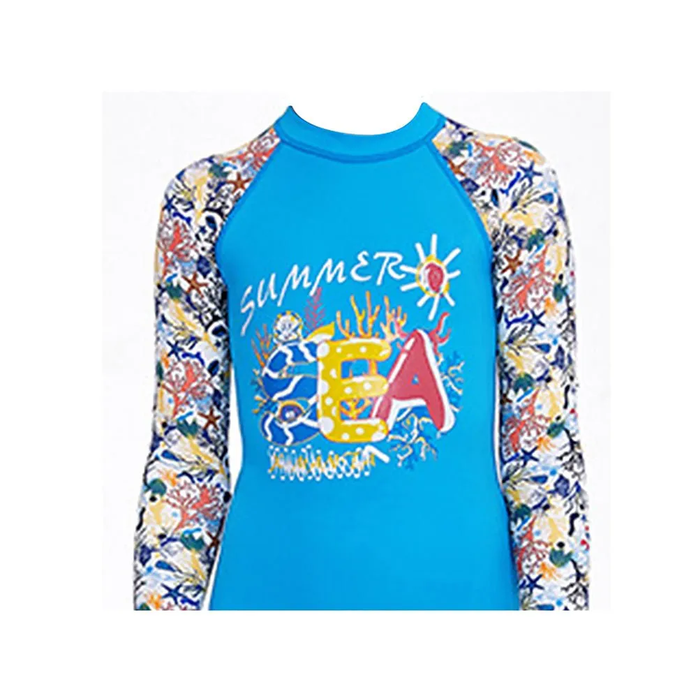Full Sleeves Shirt & Shorts set Swimwear , Blue Fauna with UPF 50  (2 pcs set)