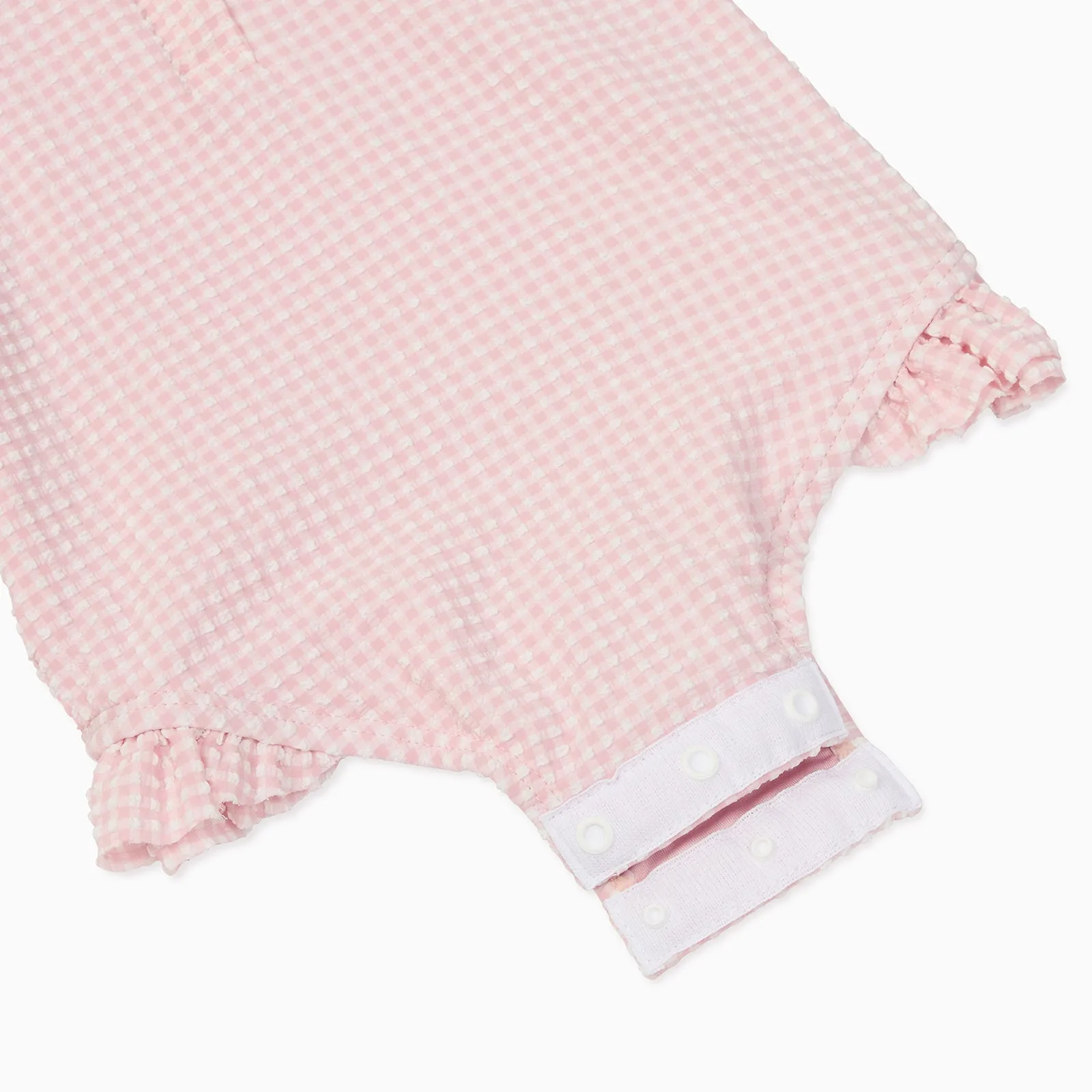 Gingham Seersucker Puff Sleeve Swimsuit