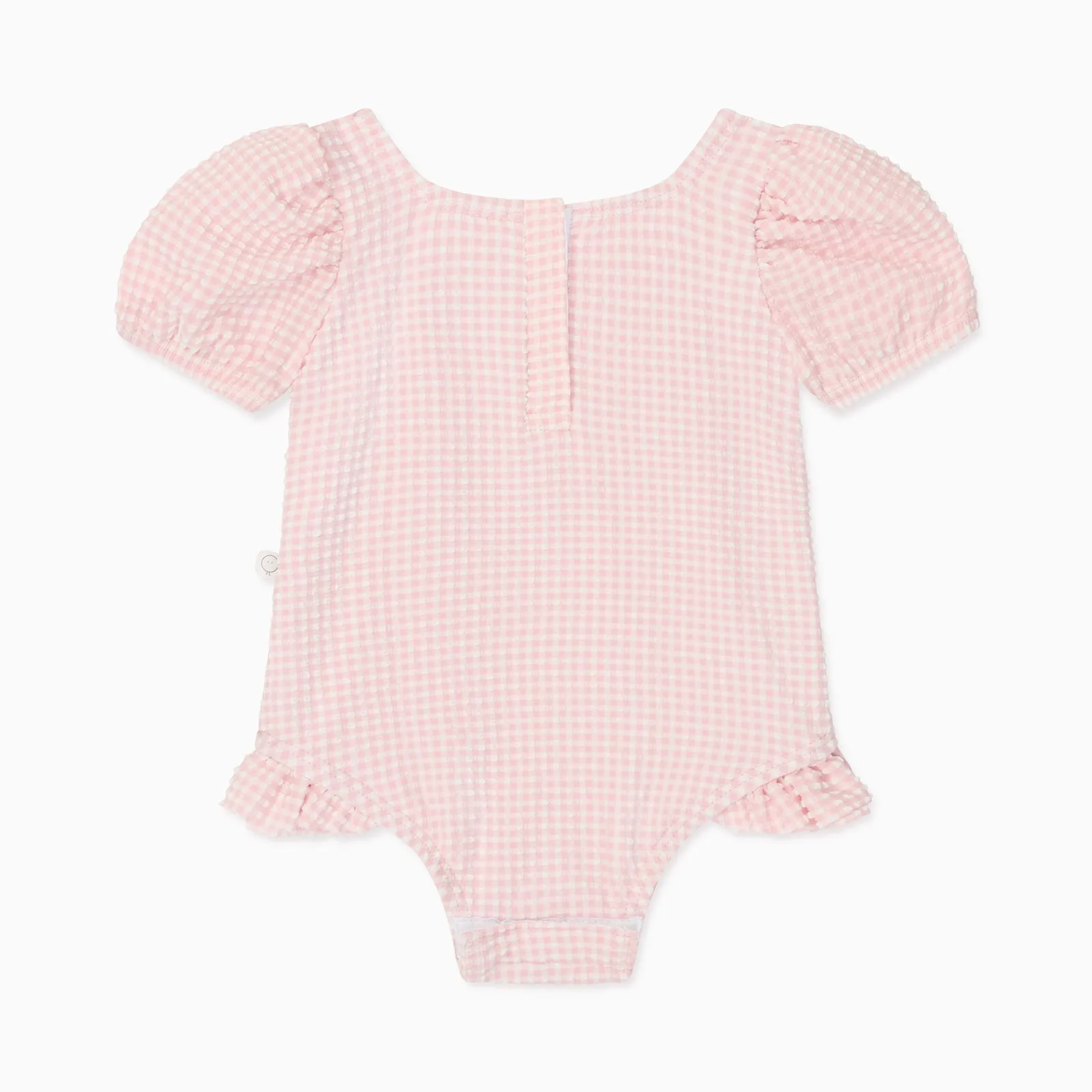 Gingham Seersucker Puff Sleeve Swimsuit