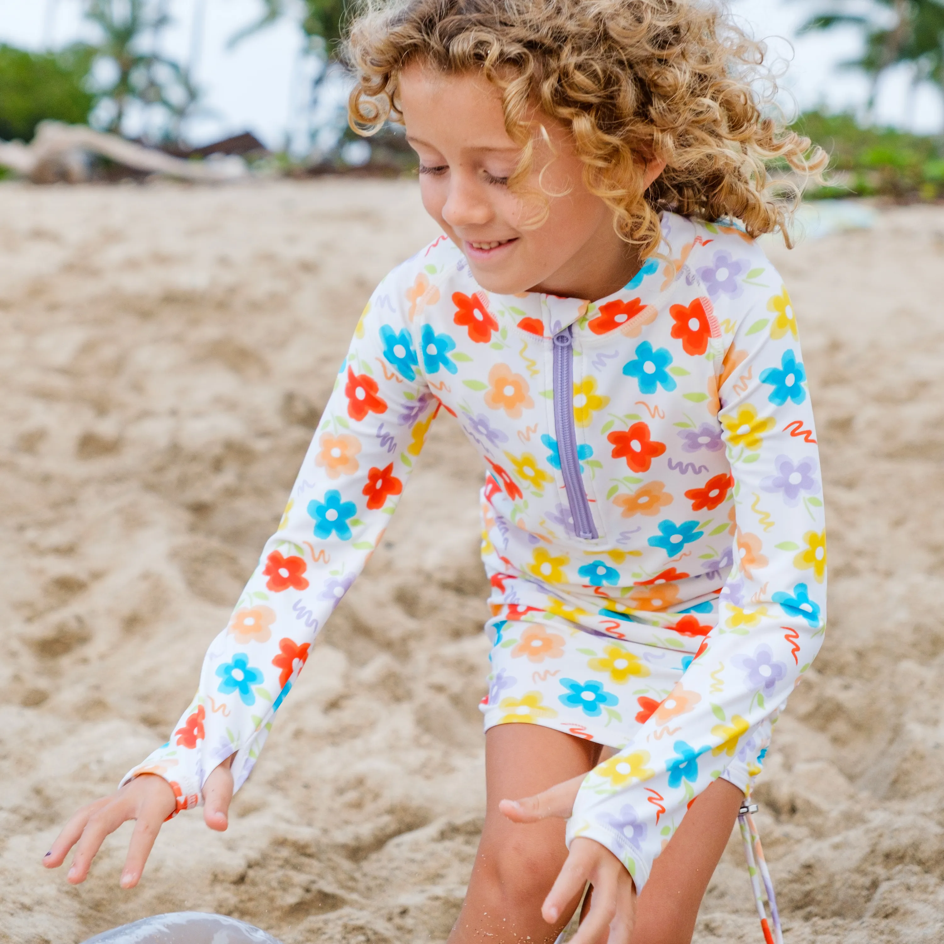 Girls Long Sleeve Swim Dress Cover Up | "Blossom"