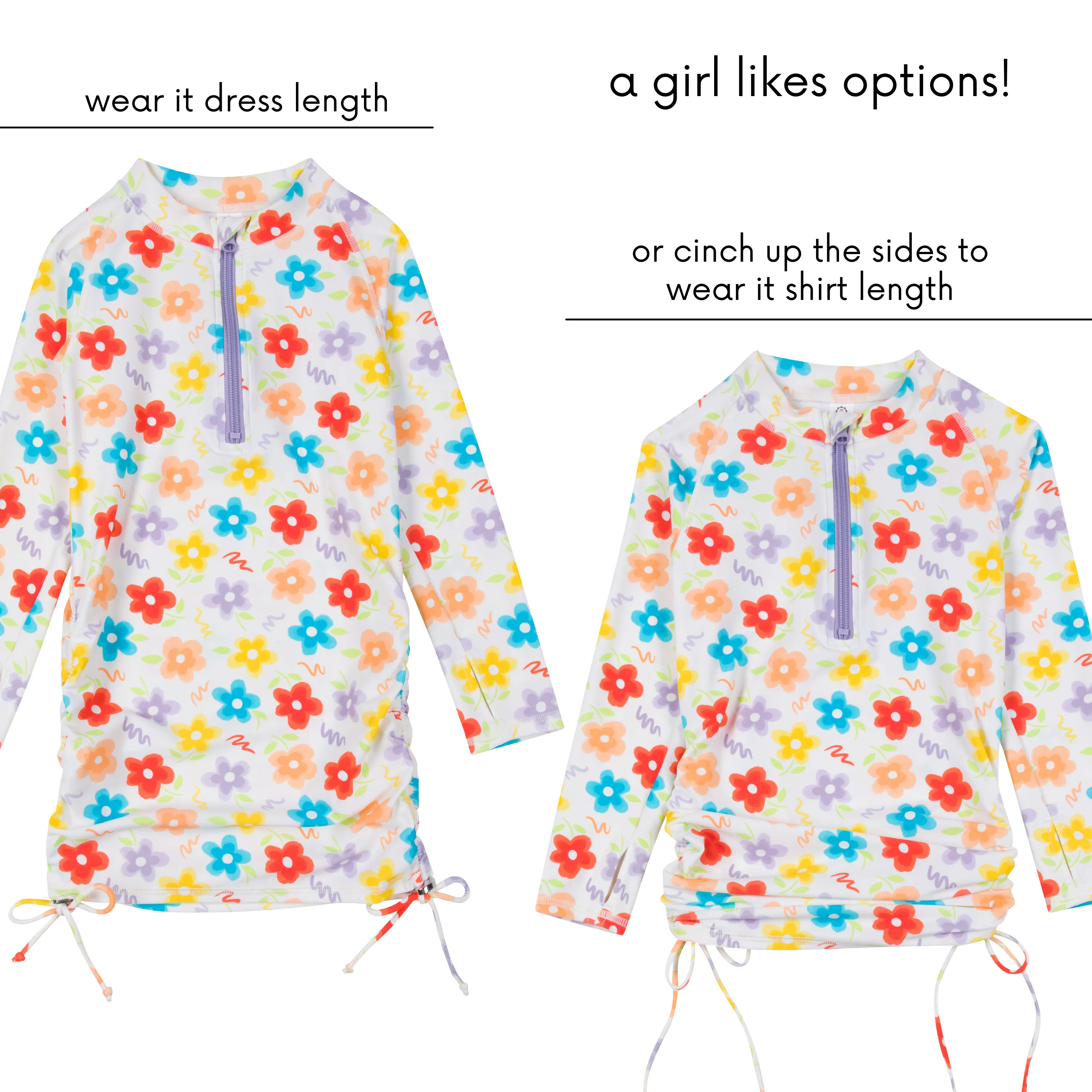 Girls Long Sleeve Swim Dress Cover Up | "Blossom"