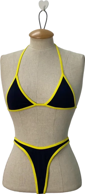 GOI Black/Yellow Bikini Set (Triangle Top & Thong Bottom) UK Size S/M