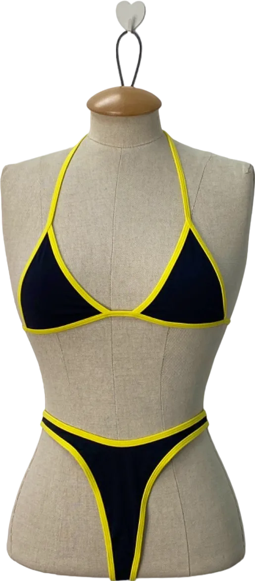 GOI Black/Yellow Bikini Set (Triangle Top & Thong Bottom) UK Size S/M