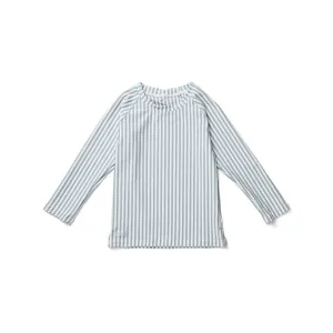 Liewood Noah Swim Tee Seersucker Stripe Sea Blue/White