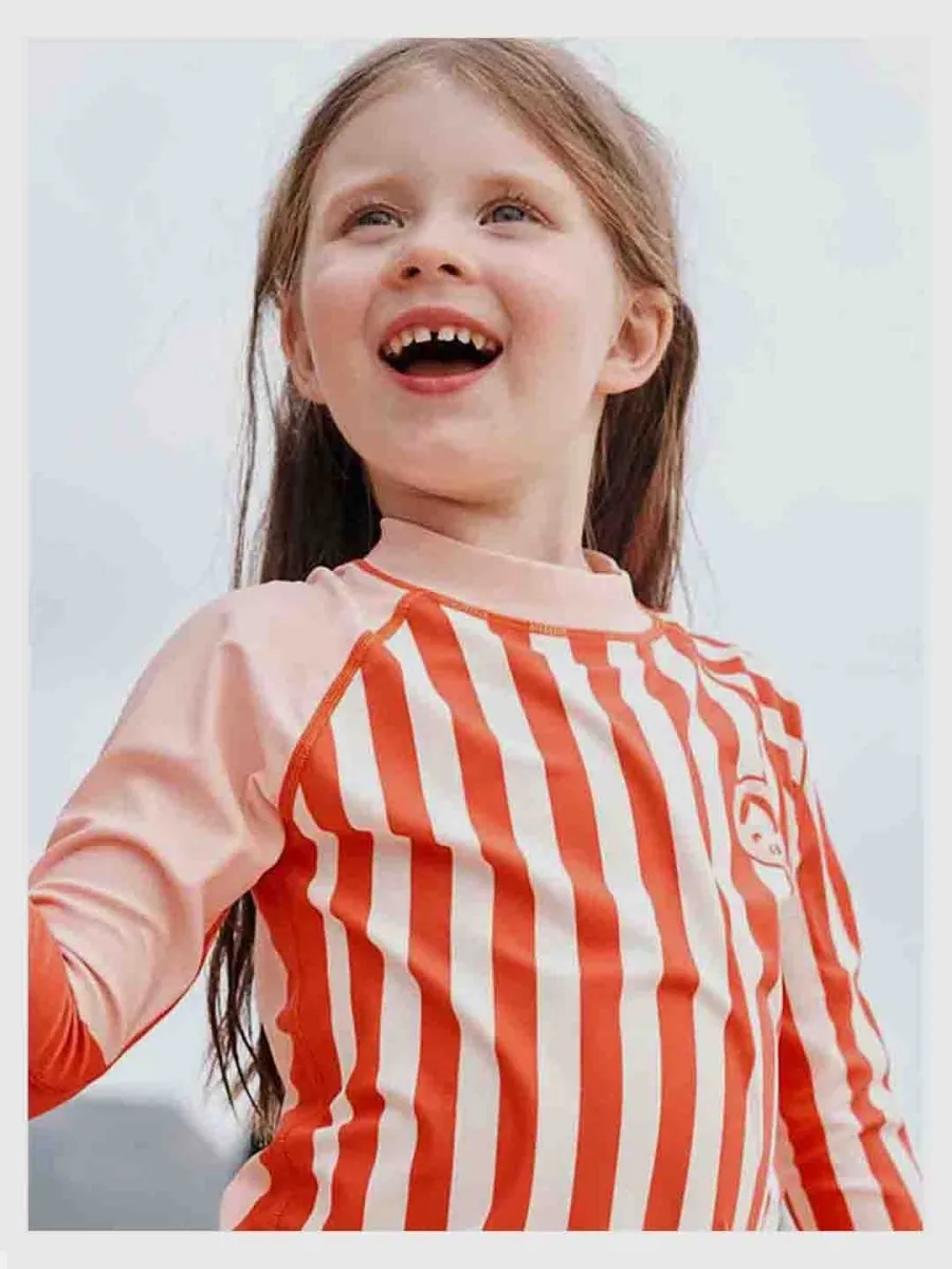 Little Surprise Box Coral Stripes 2pcs Full Length Swimsuit for Girls with UPF 50 
