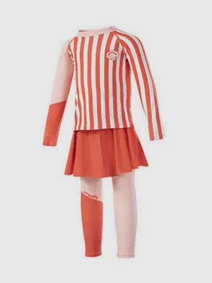 Little Surprise Box Coral Stripes 2pcs Full Length Swimsuit for Girls with UPF 50 