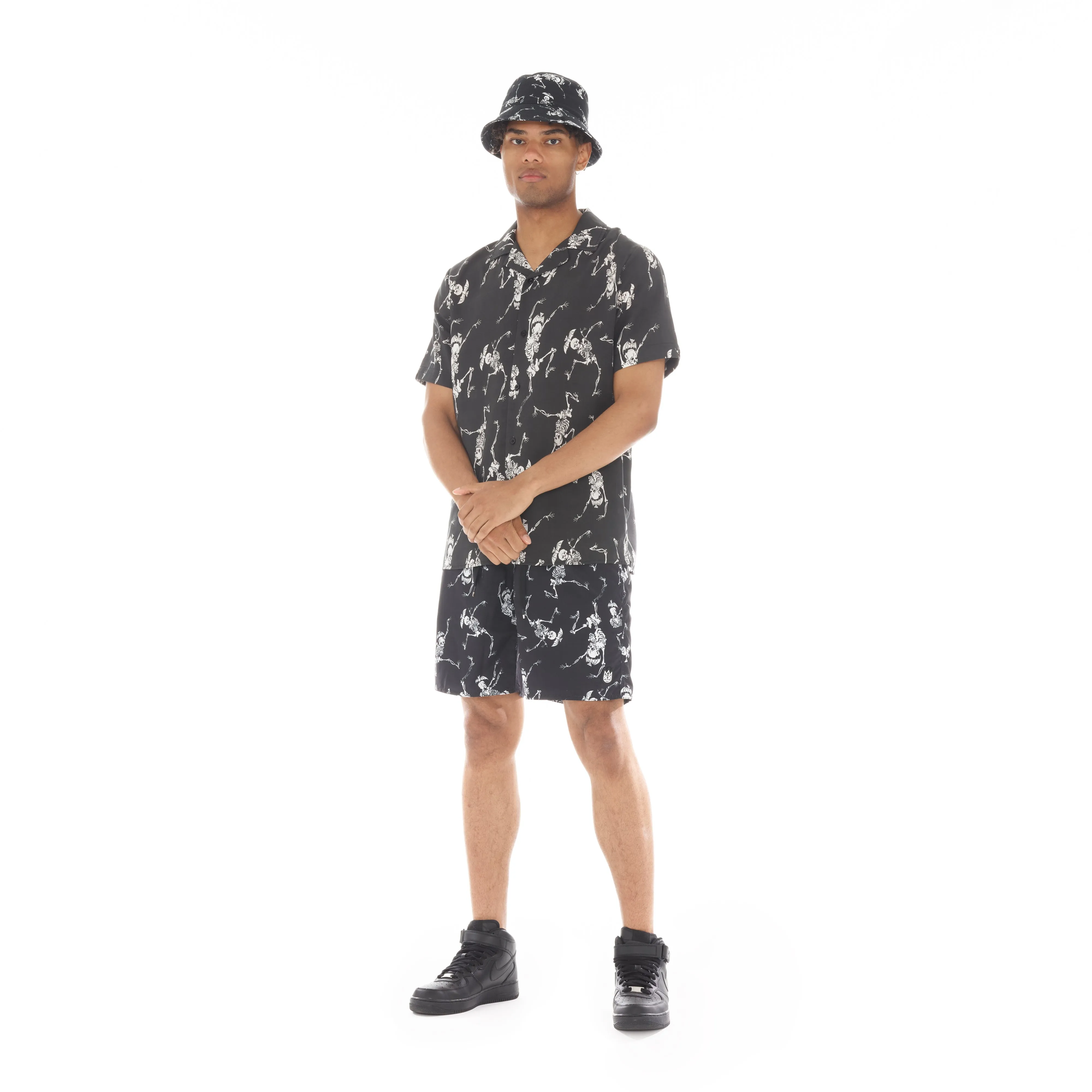 LUCKY BASTARD ELASTIC WAIST SWIMSUIT IN SKELETON