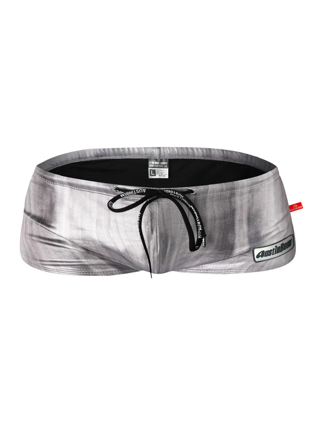 Mens Sexy Metallic Swim Trunks With Drawstring