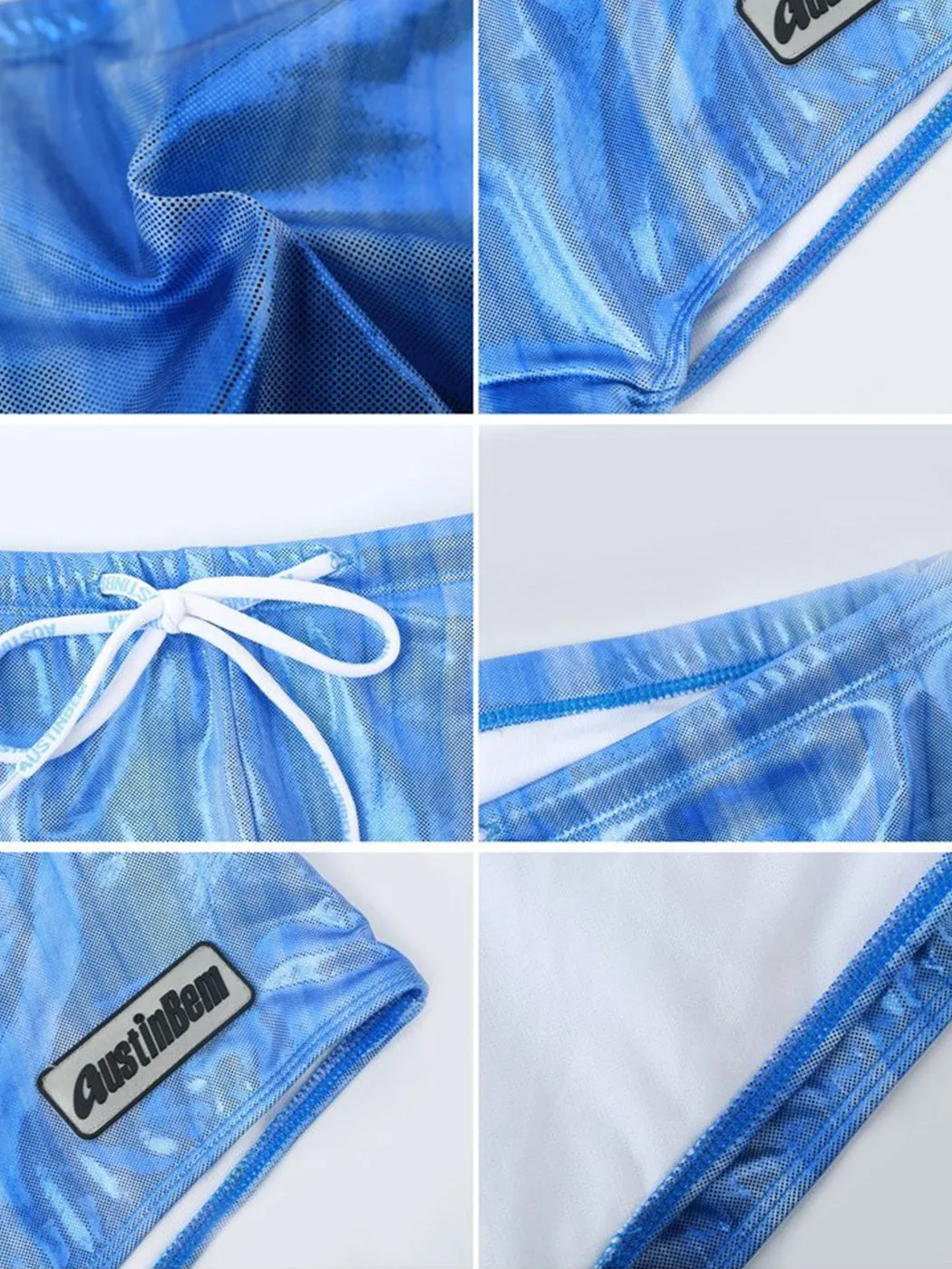 Mens Sexy Metallic Swim Trunks With Drawstring