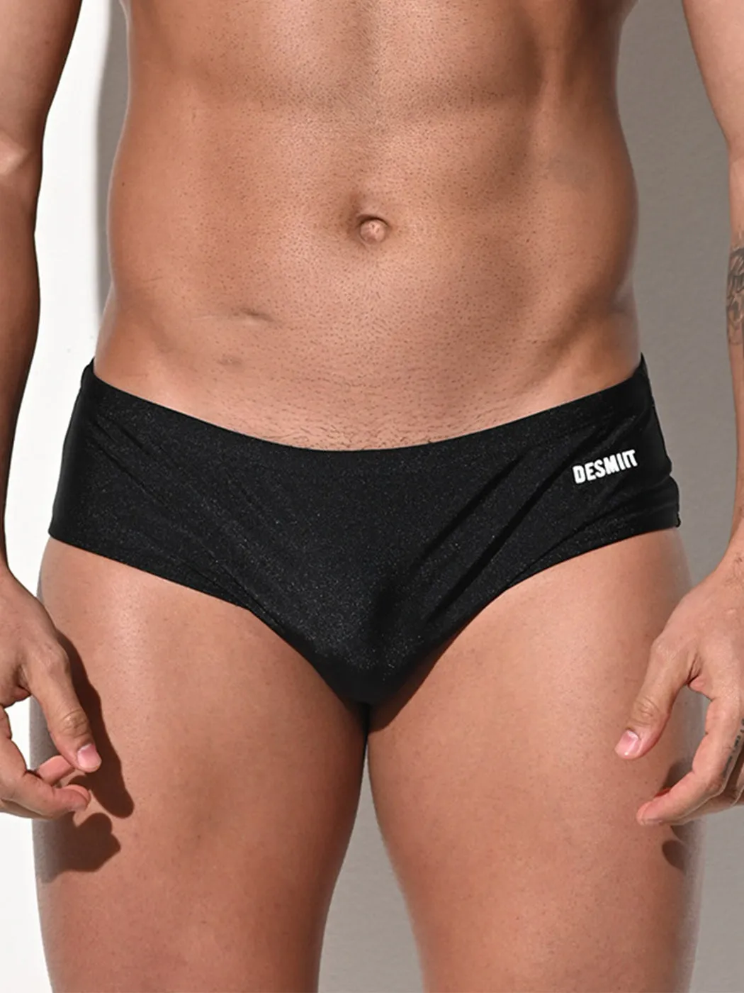 Mens Shiny Solid Color Swim Briefs