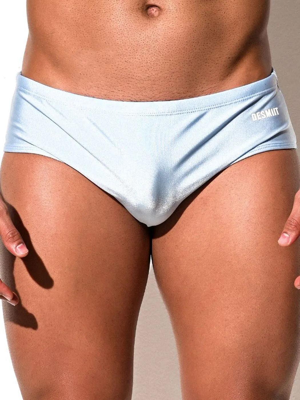 Mens Shiny Solid Color Swim Briefs