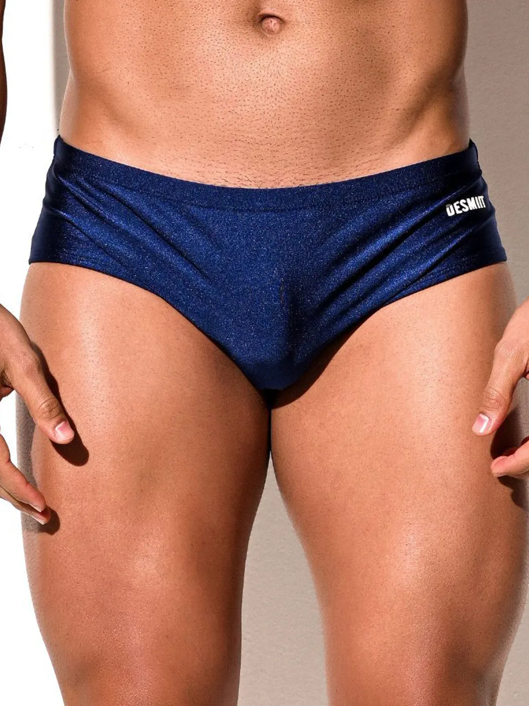 Mens Shiny Solid Color Swim Briefs