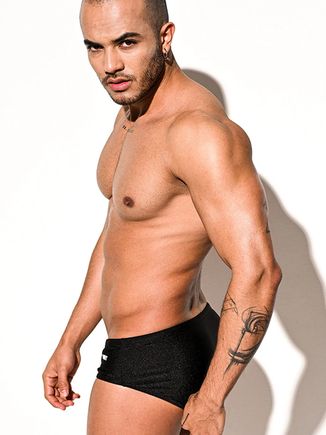 Mens Shiny Solid Color Swim Briefs