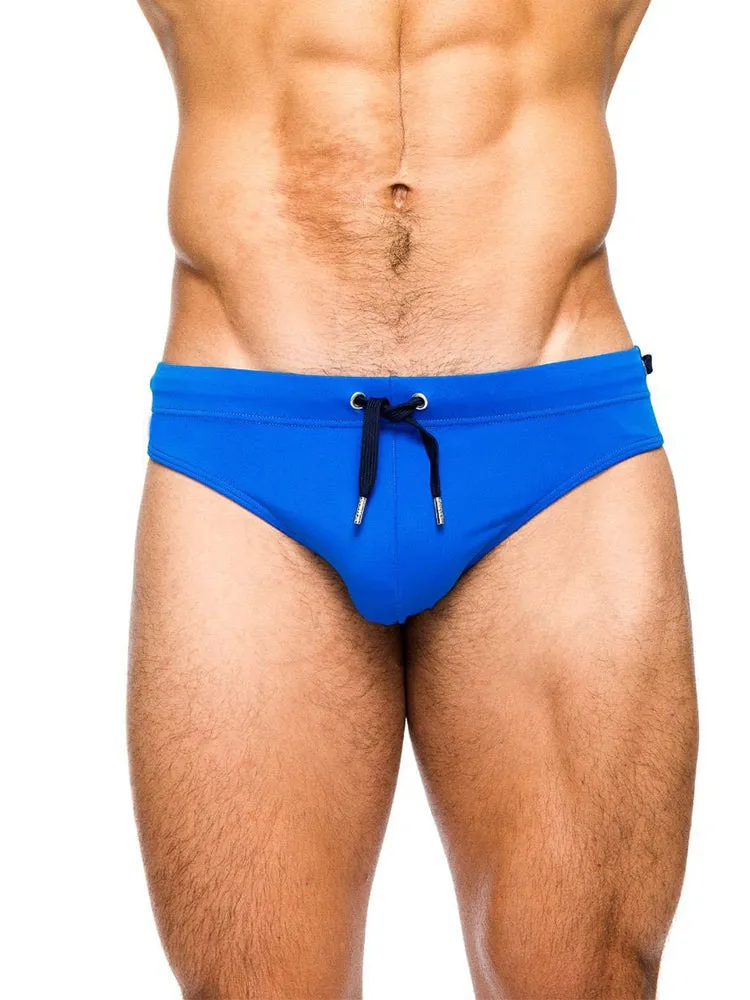Men's Solid Swimming Briefs Drawstring Bikini