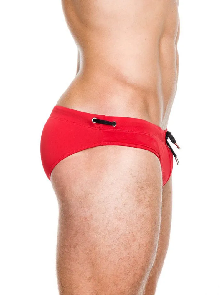 Men's Solid Swimming Briefs Drawstring Bikini