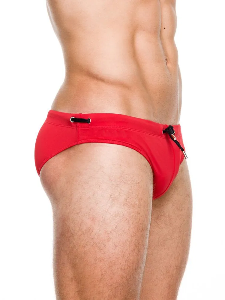 Men's Solid Swimming Briefs Drawstring Bikini