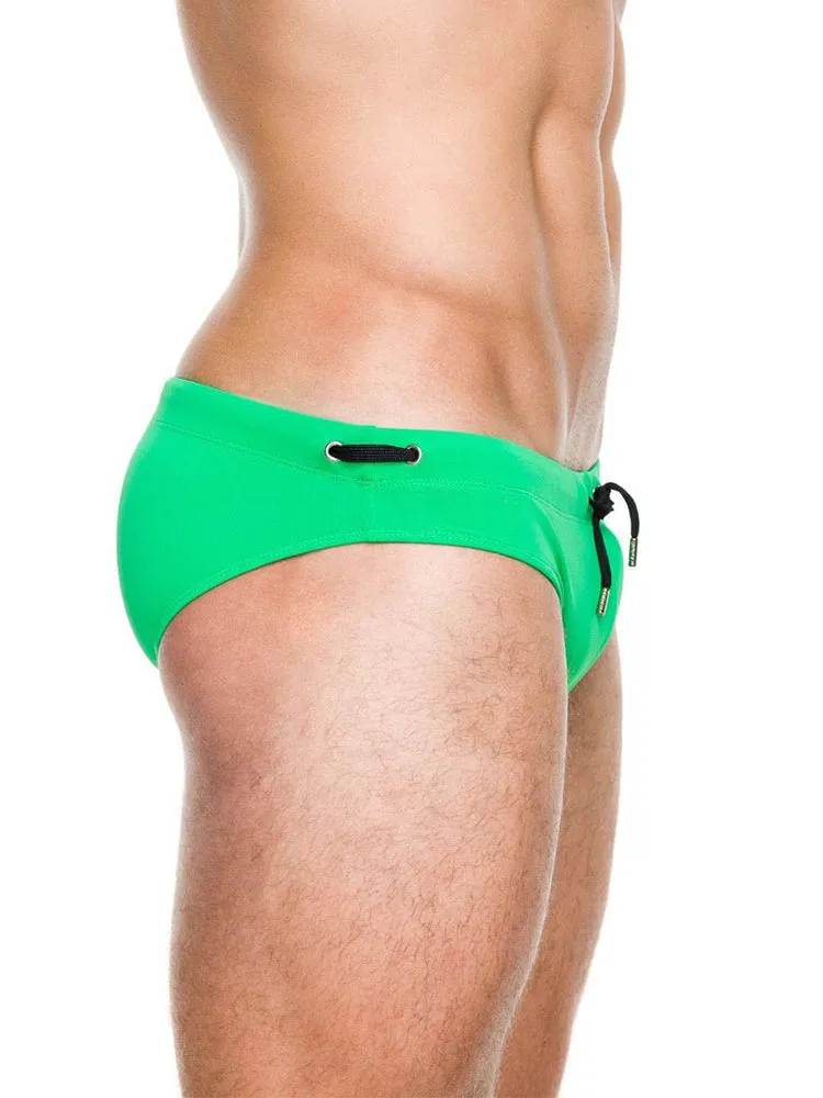 Men's Solid Swimming Briefs Drawstring Bikini