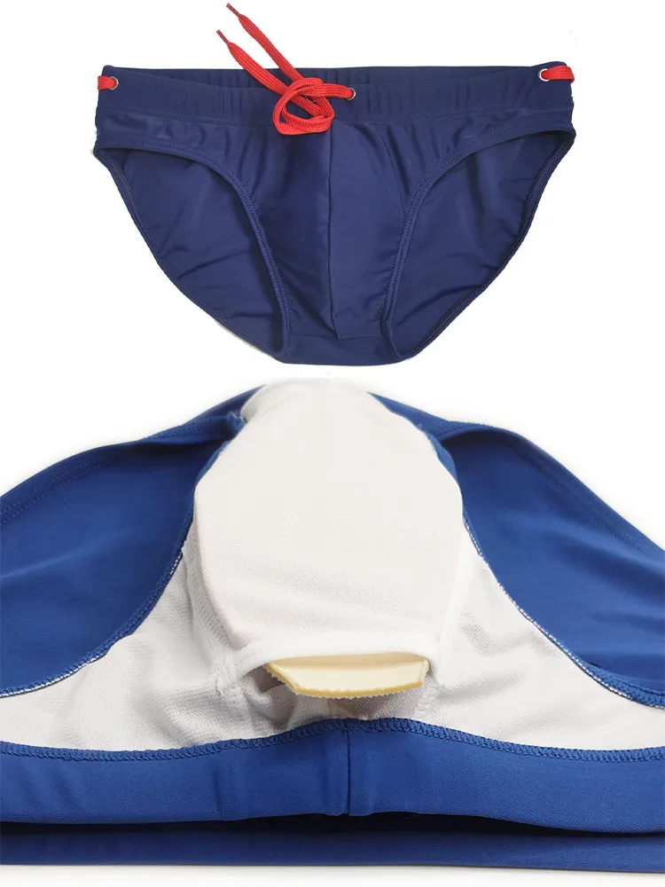 Men's Solid Swimming Briefs Drawstring Bikini