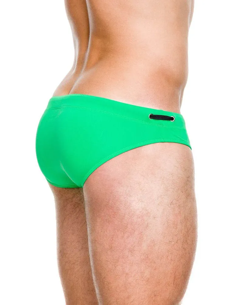 Men's Solid Swimming Briefs Drawstring Bikini