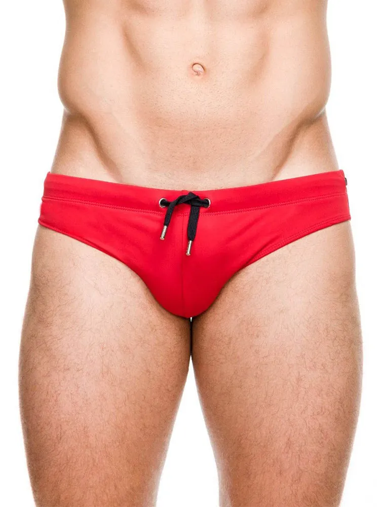 Men's Solid Swimming Briefs Drawstring Bikini